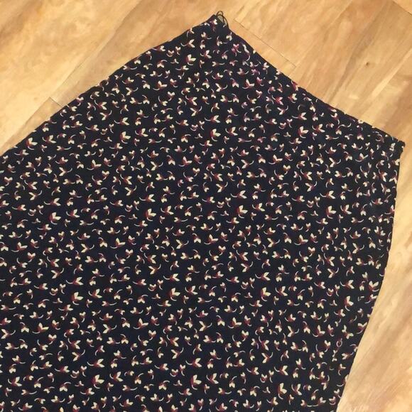 Evan Picone Black, Tan, and Pink Floral Silk Maxi Skirt Size 16 - Picture 1 of 8